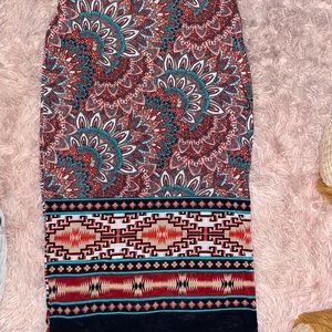 Tribal Print Midi Skirt